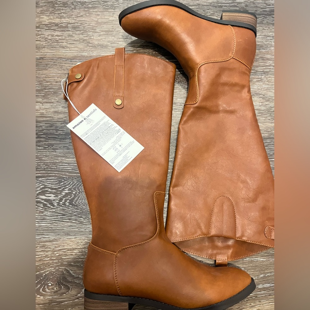 Amazon Essentials Cognac size 8 riding boots wide calf